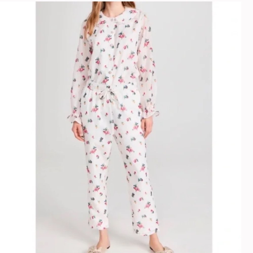 Hill House White Floral Long-Sleeve Blouse